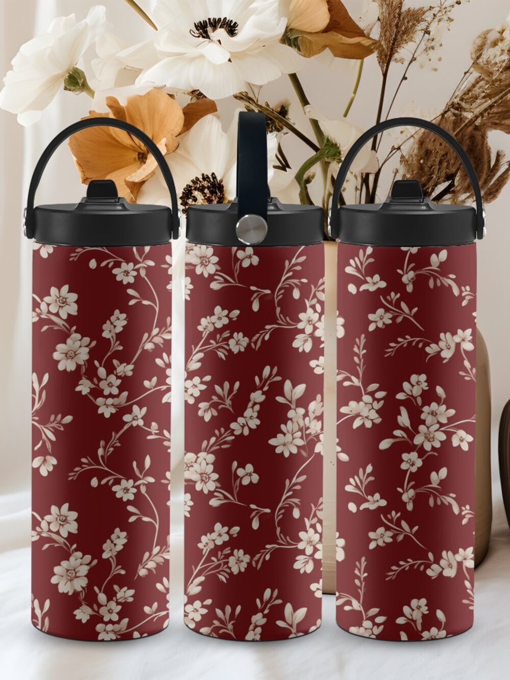 Floral Stainless Steel Tumbler, Gift For Her, Travel Mug